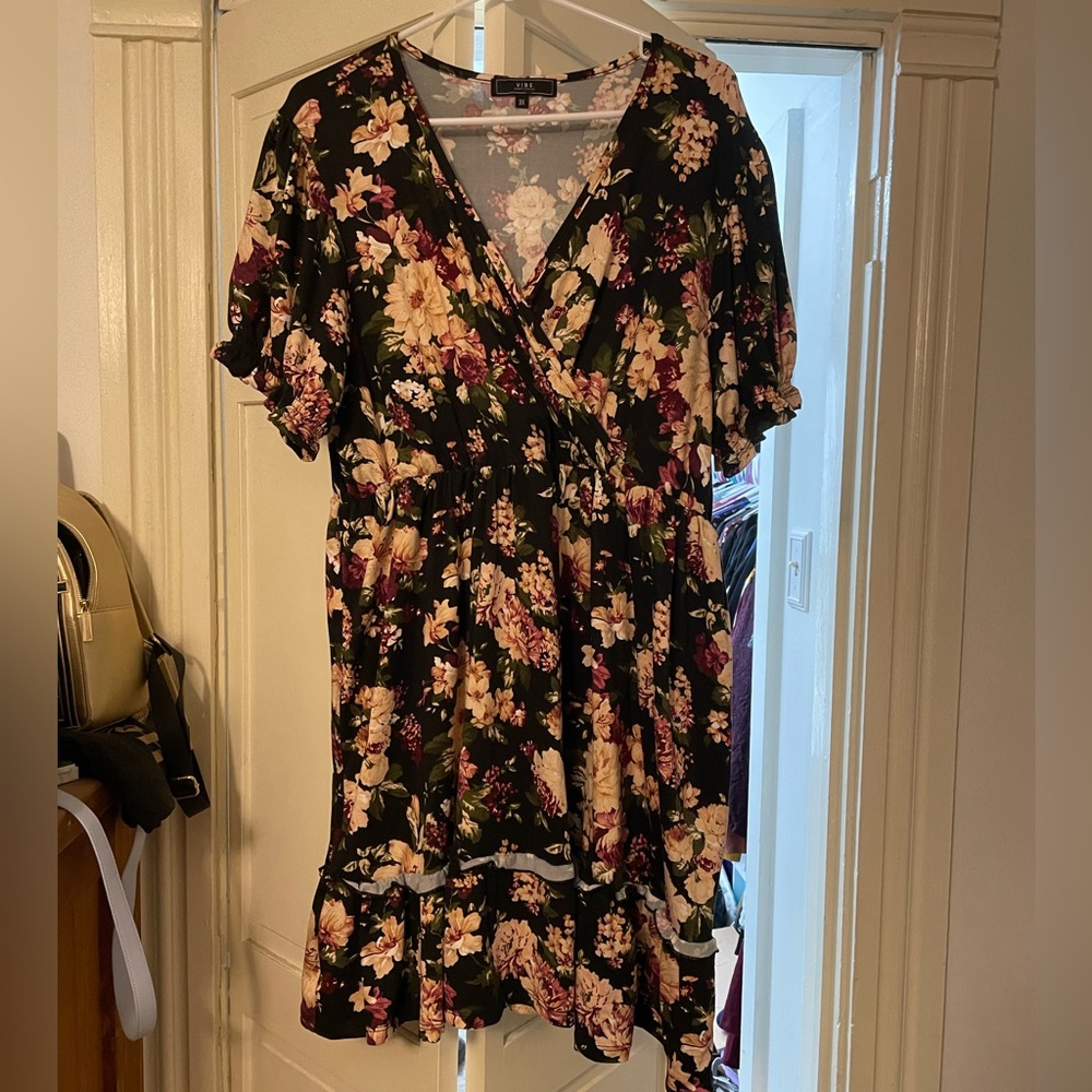 Black Floral Print Dress
